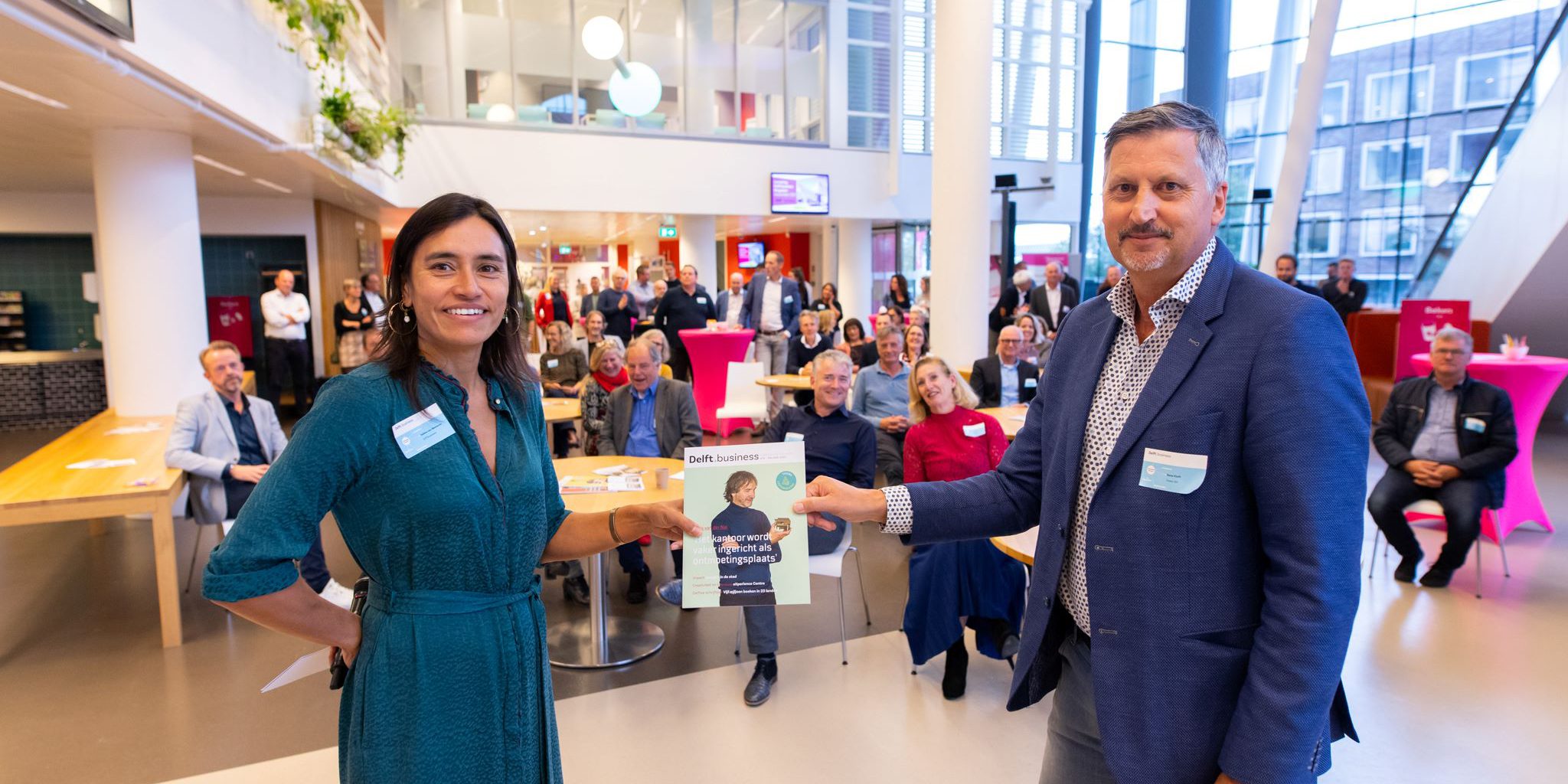 Sabine van Meeteren en Rene van der Kluft tijdens de Delft.business lancering